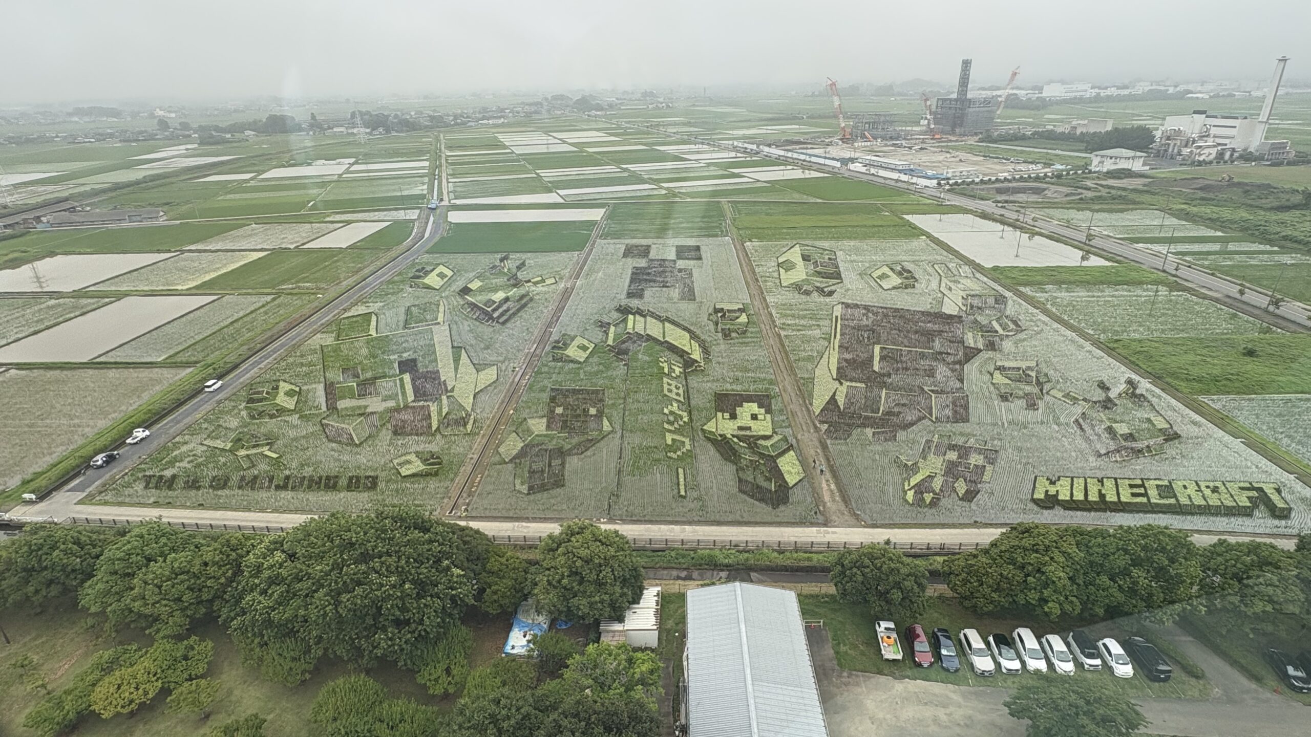 行田タワーから見た田んぼアート(Minecraft)